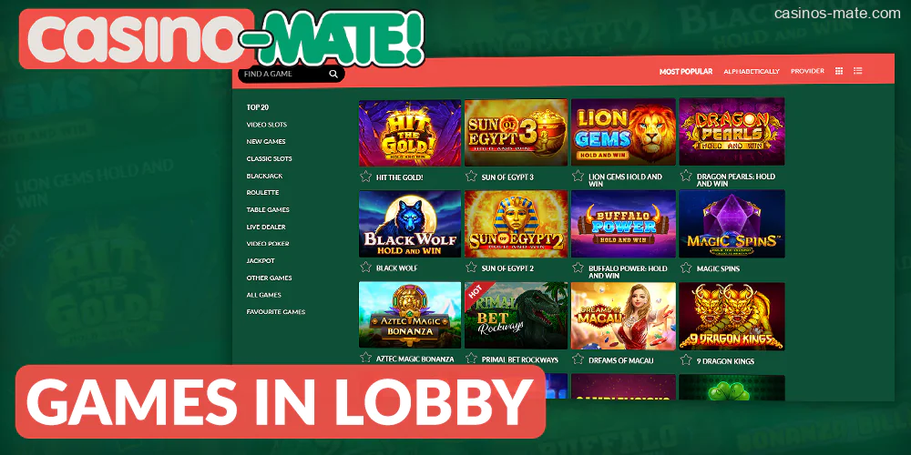 Casino Mate games lobby
